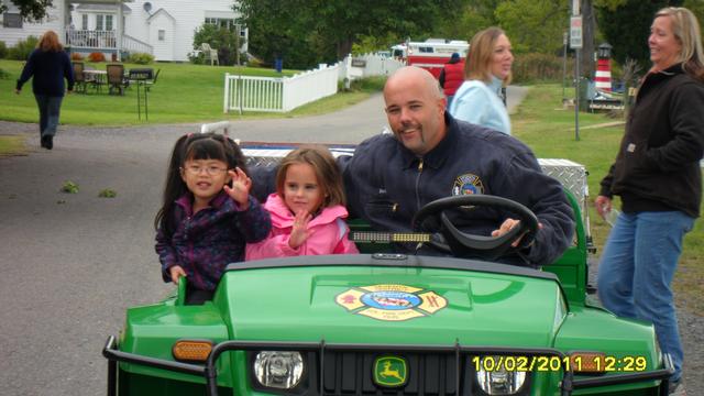 Captain Banagan showing our future members how to run things at Blessing of the Fleet.